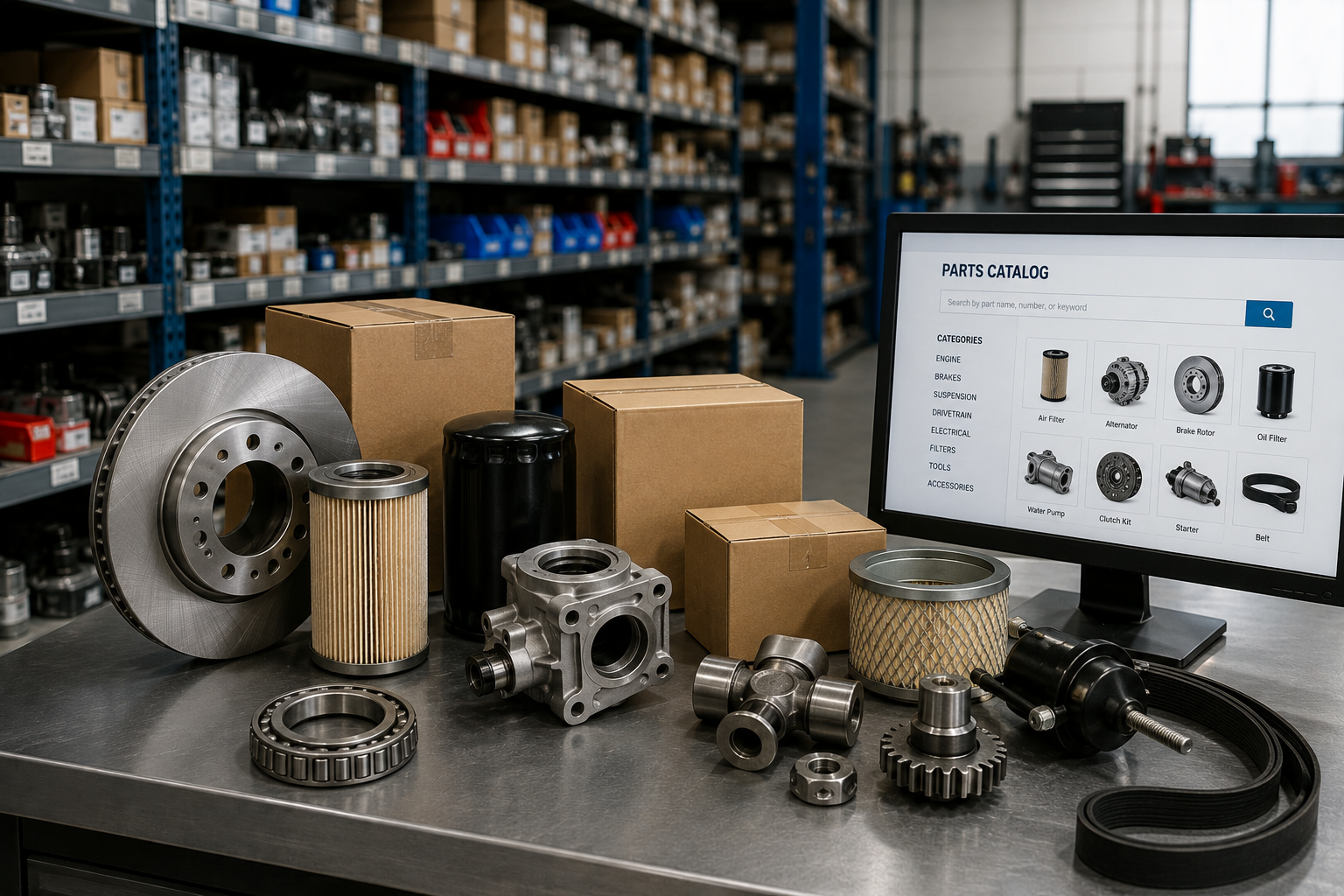 Truck and trailer parts catalog with replacement components